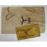 German Luftwaffe Helpers armband and sack probably for personal use, service wear