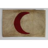 Ottoman Turkish Red Crescent (Medics) armband, with Ottoman stamp to interior, service wear.
