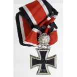 German Nazi Knights Cross with Oak Leaf and Crossed Swords, silver boarder stamped (800) and