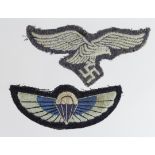 Cloth SAS Chest Wings, plus a German Luftwaffe cap patch. (2)