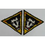 Cloth Badges: 79th Armoured Division WW2 Embroidered Felt Formation Sign Badge Pair in excellent