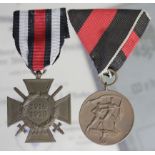 German WW2 Luftwaffe 1st October 1938 medal with award document and cross of honour with award