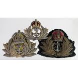 Royal Naval WW2 kings crown officers hat badge with scarce Kings Crown RN officers hat badge an