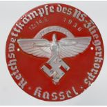 German Nazi NSFK painted pressed metal plaque