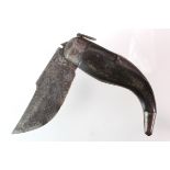 Vintage Spanish lever lock folding pocket knife, horn grips. (total length approx 23cm)