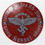 German Nazi NSFK red enamelled door / wall plaque