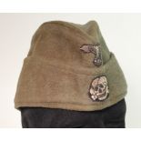 German Waffen SS mans side cap, service wear, no moth