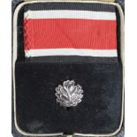 German Knights Cross of the Iron Cross Oak leaves in fitted case, 800 Silver & K & Q stamps to