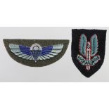 Cloth Badges: S.A.S. Other Ranks Beret Badge and S.A.S. Parachute & Wings Badge. Both in excellent