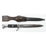 German Nazi Hitler Youth knife, with scabbard and leather frog. No makers marks