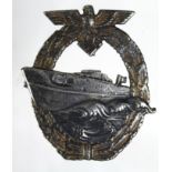 German Nazi E-Boat Badge, with makers mark