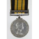 Africa General Service Medal QE2 with Kenya clasp (14467360 Cpl R Oldfield BW). Medal with many edge