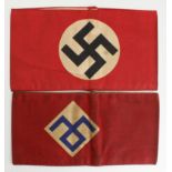 German armbands a Party type and an Axis Fascist similar. (2)