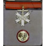 German Berlin Olympics Order in fitted case with Judges badge, Olympic rings embossed on lid