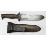 British Divers knife in its special scabbard with leather frog. Knife handle stamped 'C.E.Heinke &