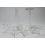 Box of 6x perspex display stands, 2x helmet stands and 4x universal revolver/pistol stands