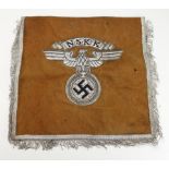 German Nazi N.S.K.K. brown Kettle Drum banner. (approx 17.5"x17" inches). Moth damage noted
