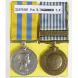 Korea Medal QE2 (22476668 Pte M A Robinson BW), and Korea UN Medal. (2)