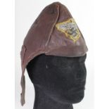German Nazi N.S.F.K Leather Flying Helmet. Most likely a competition helmet due to the cloth