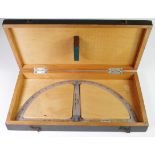 German WW2 artillery protractor in wooden storage box by Otto Fnne Shone Kassel