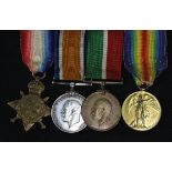 1915 Star Trio (D-1369 A H Dufty SMN RNR) (spelt Duffy on the BWM) and Mercantile Marine Medal (