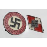 German WW2 DAP party lapel badge with Hitler youth lapel badge