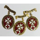 St. John Ambulance War Service badges (all numbered) 2997, London; 4840 Berks and W298 Wales.