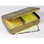 WW1 1914 brass Princess Mary gift containing a copy packet of cigarettes and tobacco with copy