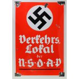 German WW2 enamel plaque NSDAP DERFEHRS LAFAL size 8X12 inches some chips to the enamel