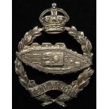 Cap badge - unmarked silver Tank Corps