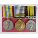 Korea Medal QE2 (22034280 Pte A M Cummings BW), Korea UN Medal, and AGS Medal with Kenya clasp (