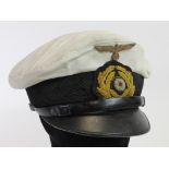 German Kriegsmarine Junior Officers / Petty Officers peaked cap, worn makers label, service wear &
