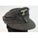 German Waffen SS Forage cap, some moth, service wear