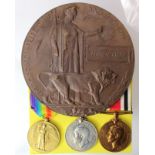 BWM & Victory Medal + Death Plaque to 351121 Pte Andrew Croll, R.Highrs. Died of Wounds 21st July