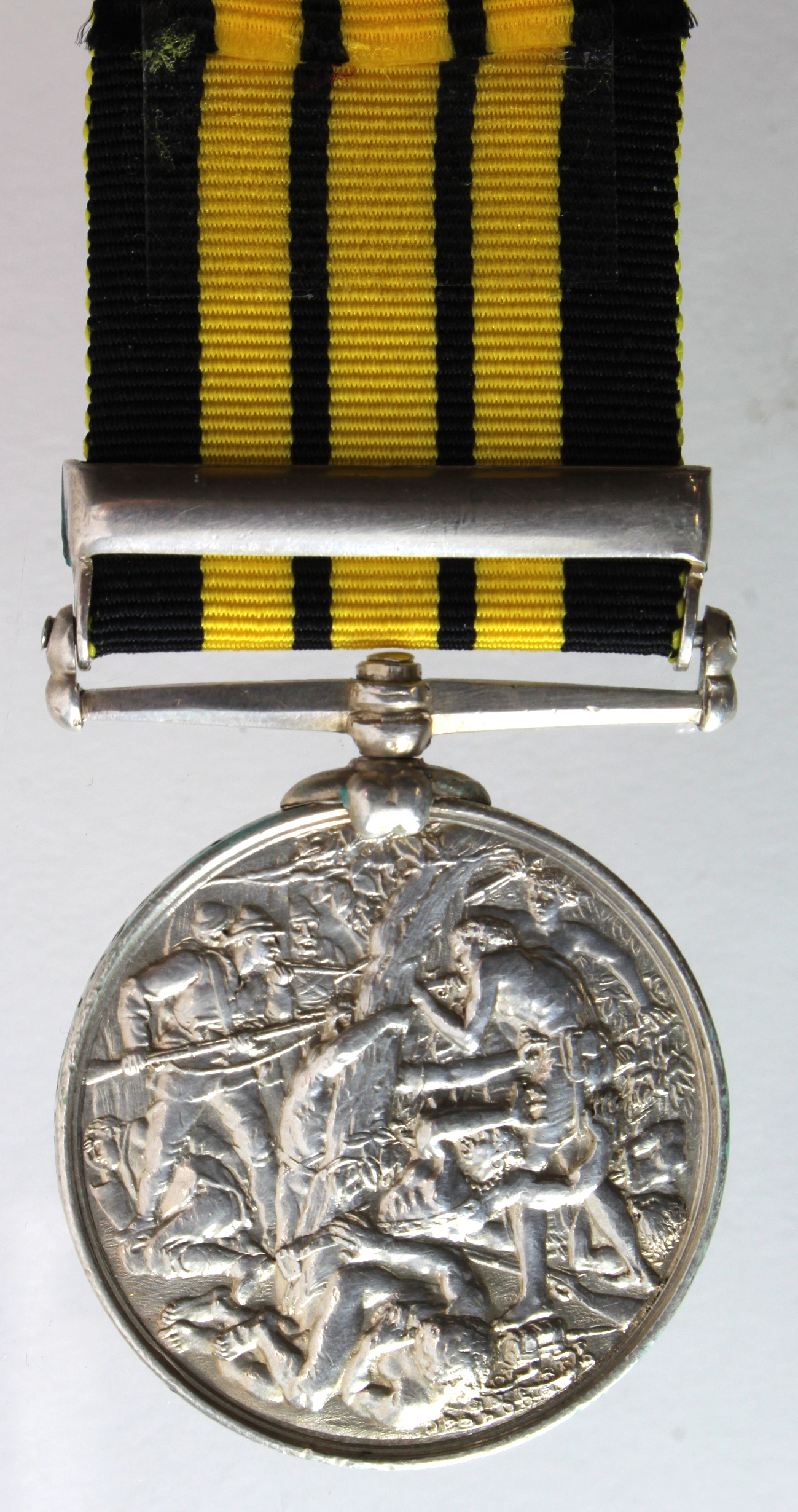 Ashantee Medal 1874 with Coomassie clasp, named 1690 Serjt J Campbell, 42nd Highrs 1873-4. Born St - Image 2 of 2