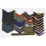Cloth & Metal Badges: WW1 Overseas Service Chevrons metal & cloth and WW1 & WW2 Wound Stripes also
