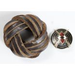 German Hitler Youth marksman's lapel badge in gold and a scarce scarf woggle / leather knot