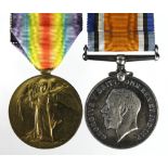 BWM & Victory Medal to 2580 Pte A E Godbold Suffolk Regt. Killed In Action 13/11/1916 with the 2nd
