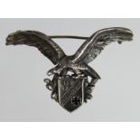 Imperial German .800 silver Fund-raising Flying Corps eagle 1914-15 pin badge for Wounded