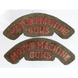 Badges cloth WW1 shoulder titles "Motor Machine Guns" matched pair