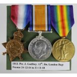 1915 Star Trio to 1813 Pte J Godfrey 12-London Regt. (3)