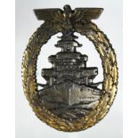 German Nazi High Seas Fleet badge, maker marked, pin hook missing