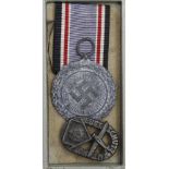 German Luftschutz Air Raids medal & badge in box of issue