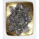 Cross Belt plate a 32nd Cornwall Regt Officers heavy example, Battle Honours to Waterloo