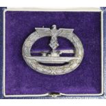 German U Boot badge in fitted embossed case