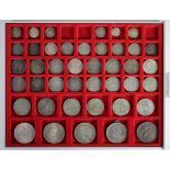 South Africa (41 + 1 Rhodesia) silver coins, 19th-20thC, Threepence to Crowns, mixed grade, housed