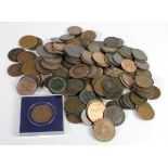 GB Pennies (with a small amount of half-pennies) in a small tub, noted 1951 x2, 1950 x3 some earlier