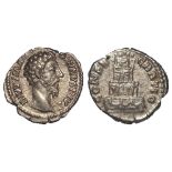 Roman Imperial, Divus Marcus Aurelius (161-180 AD) AR Denarius, Rome mint, funeral pyre issue AD
