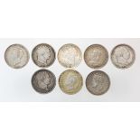 GB Shillings (8) early to late 19thC, Fair to nEF