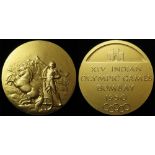 Indian Olympic Games (national games) Bombay 1950, gilt-bronze participation medal d.51mm, high